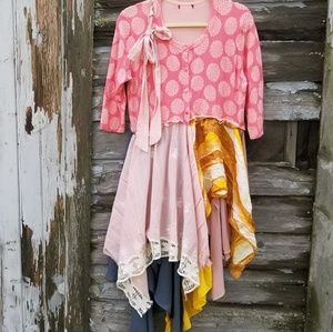 Boho Sweater Dress Jacket Coral Upcycled